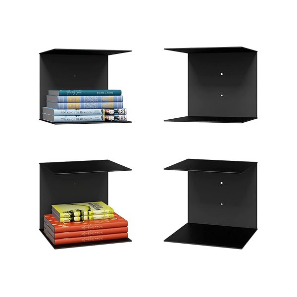 Metal Book Shelves Wall Mounted Floating Shelves Set Of 2