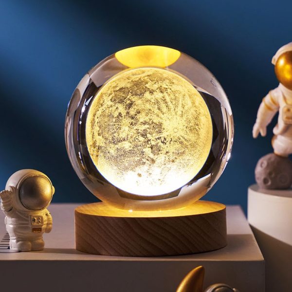 Crystal Ball Night Light with Wooden Base