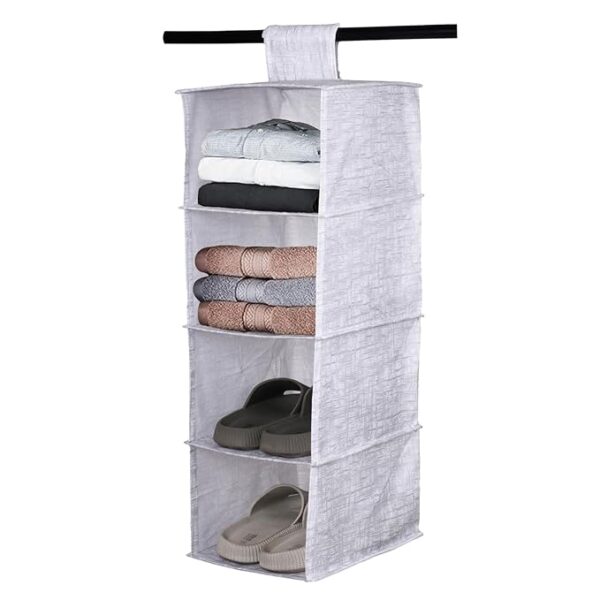 4 Shelf Foldable Storage Rack | Clothes Hanging Organizer