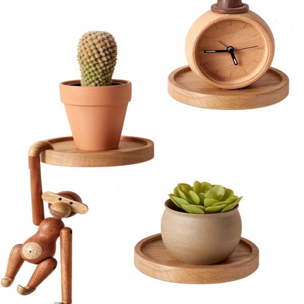 Set of 3 Round Wooden Wall Shelves – Space-Saving Floating Design