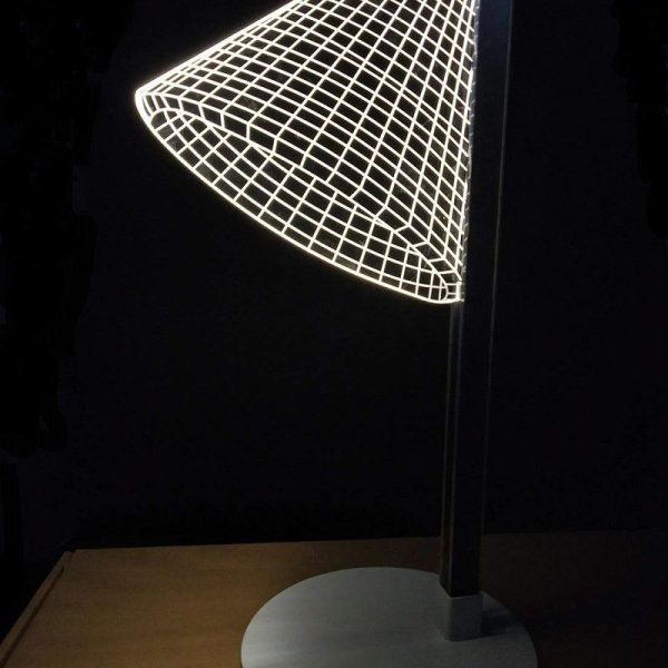 3D Hat-Shaped LED Table Lamp with Stainless Steel Body, White