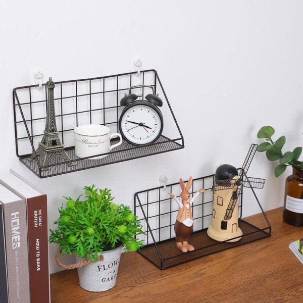 Metal Wall Mounted Floating Shelves Self-Adhesive Home Decor