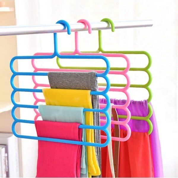 Plastic 5-Layer Pants Hanger, Wardrobe Organizer Rack (Set of 3)