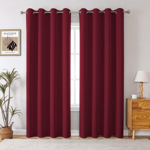 Blackout Door Curtains, 7ft Set of 2, Grommet Design (Mulberry)