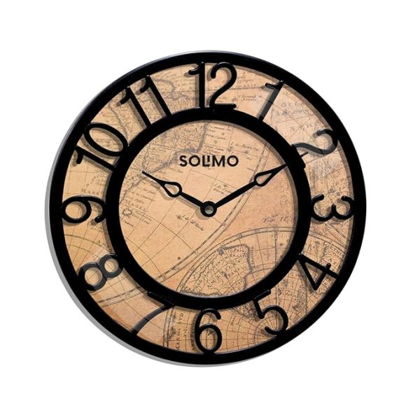Solimo 8-Inch Plastic Analog Wall Clock/Table Clock - Map Dial