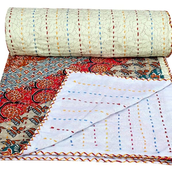 Katha Handwork Cotton AC Comforter for Single Bed - Rajasthani Design