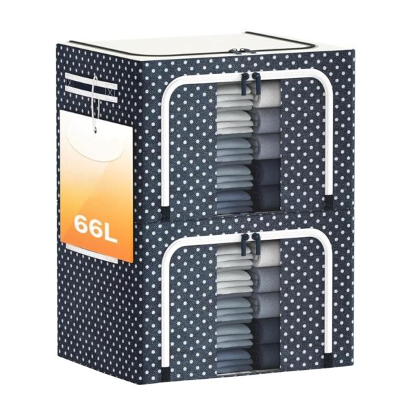 66L Foldable Clothes Storage Box | Pack of 2 | Wardrobe Organizer