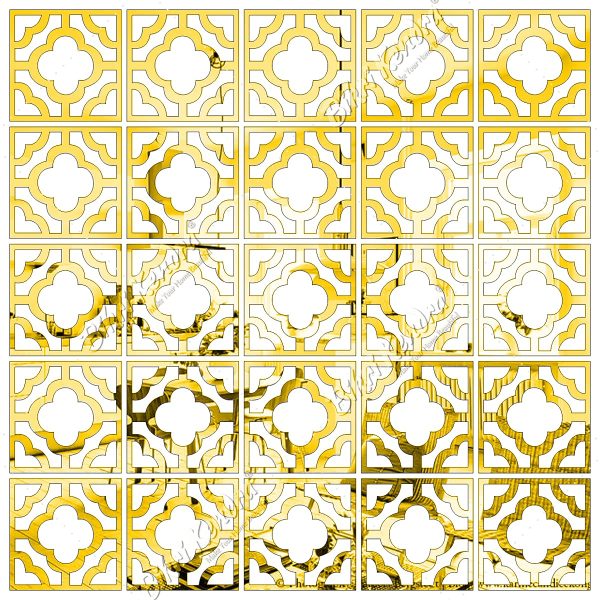 25 Border Golden Decorative Mirror Stickers for Wall