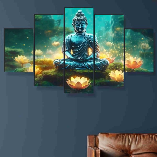 Buddha Paintings For Wall Decoration - Set Of Five