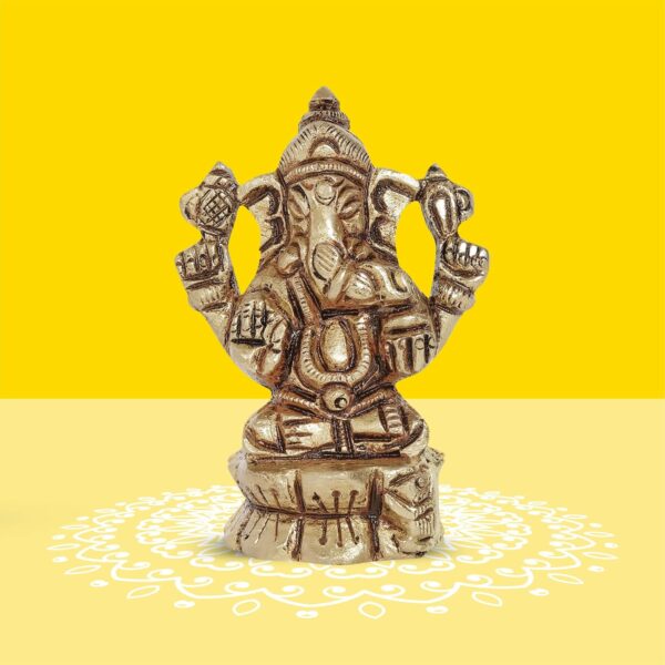 Lord Ganesha Idol - 1Pc (5.9 cm, 160 Grams) - 100% Pure Brass